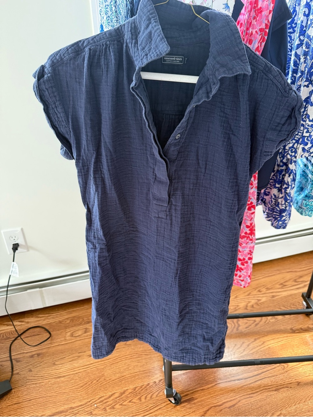 Vineyard Vines Dark Navy Cotton Gauze Short-Sleeve Tunic